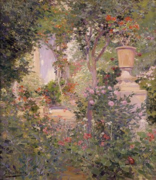 El jardin del autor Jose Benlliure y Gil Impressionism Flowers Oil Paintings